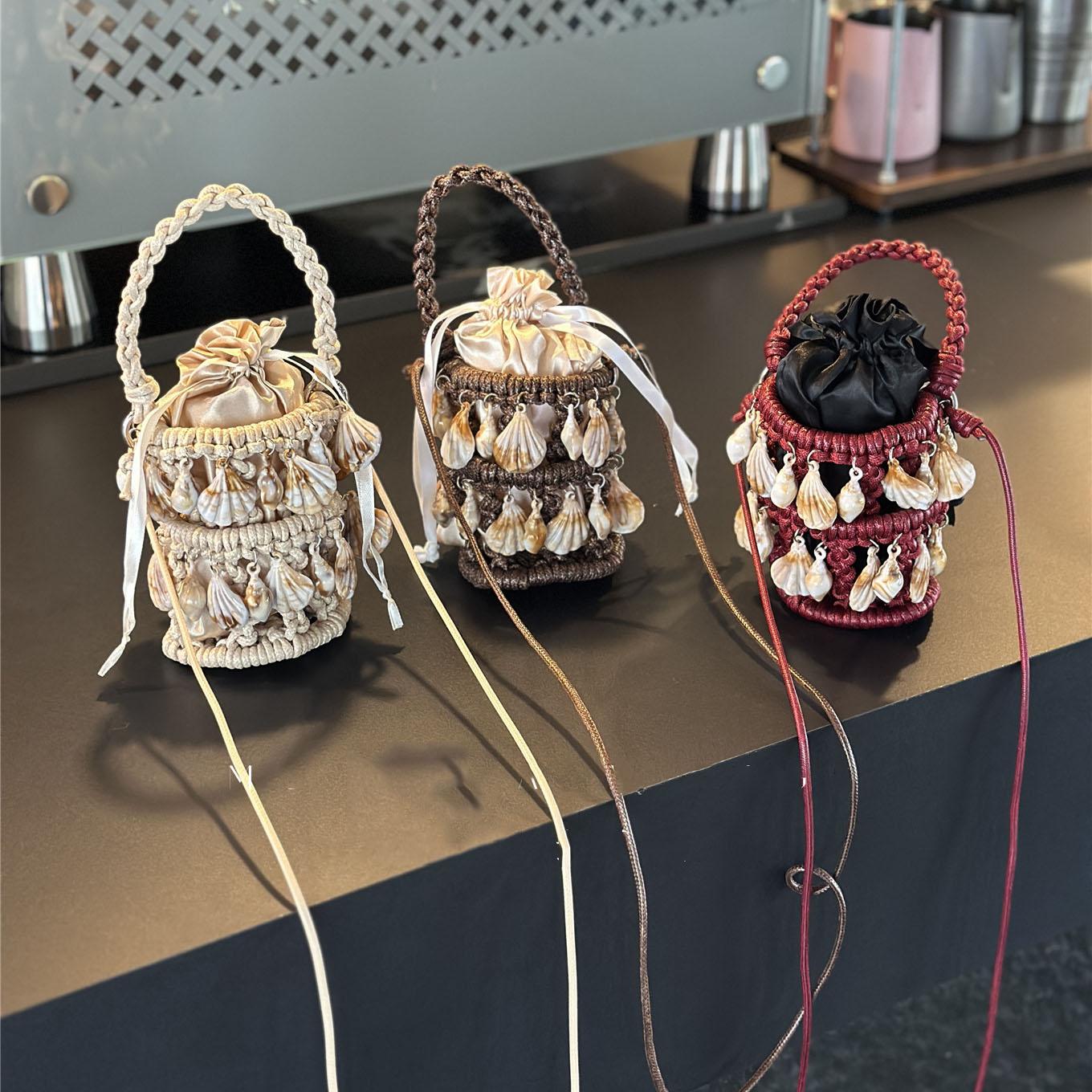 French Vintage Fashion - Bolso de Mano Mini con Borlas