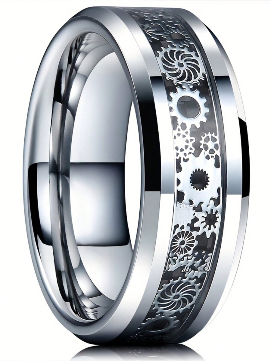 Vintage Fashion Wheel - Anillo de acero inoxidable con diseño