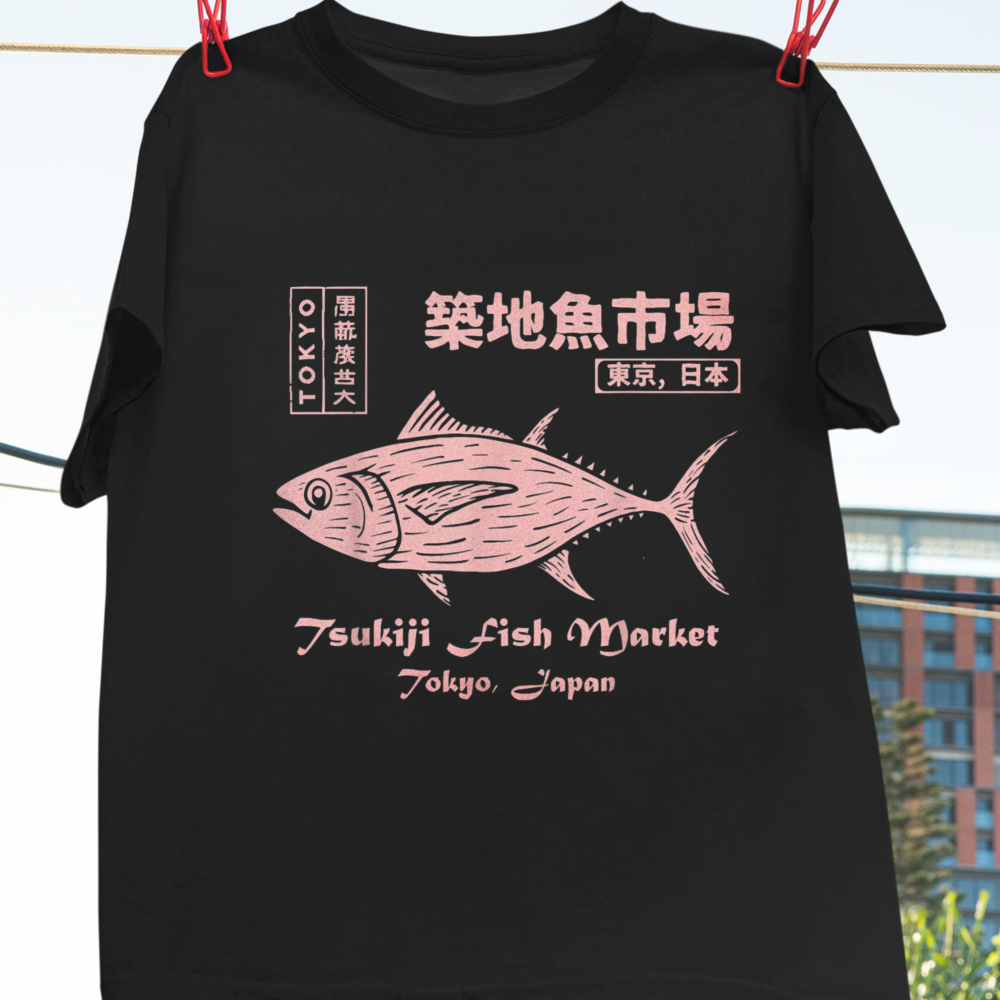 Vintage Fashion Tokyo - Camiseta del mercado de pescado Tsukiji
