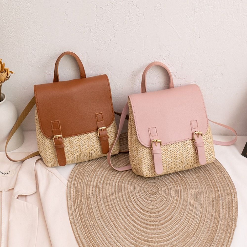 Vintage Fashion Looks - Mochila de Piel Sintética y Paja