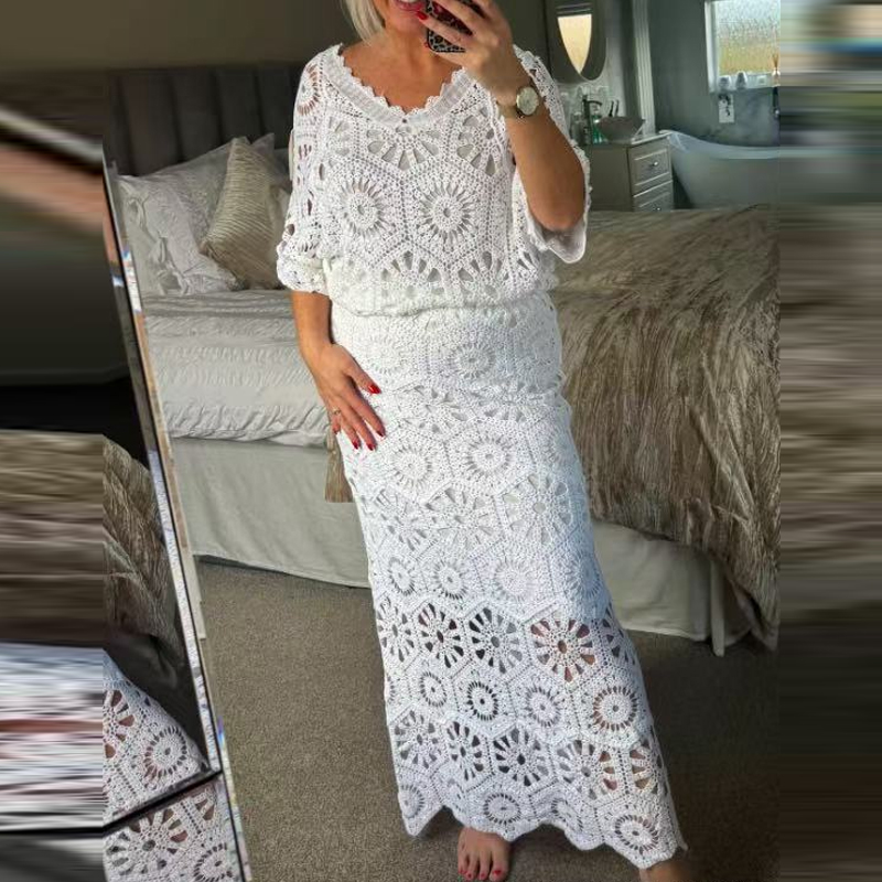 V Vintage Fashion - Conjunto de 2 piezas elegante de