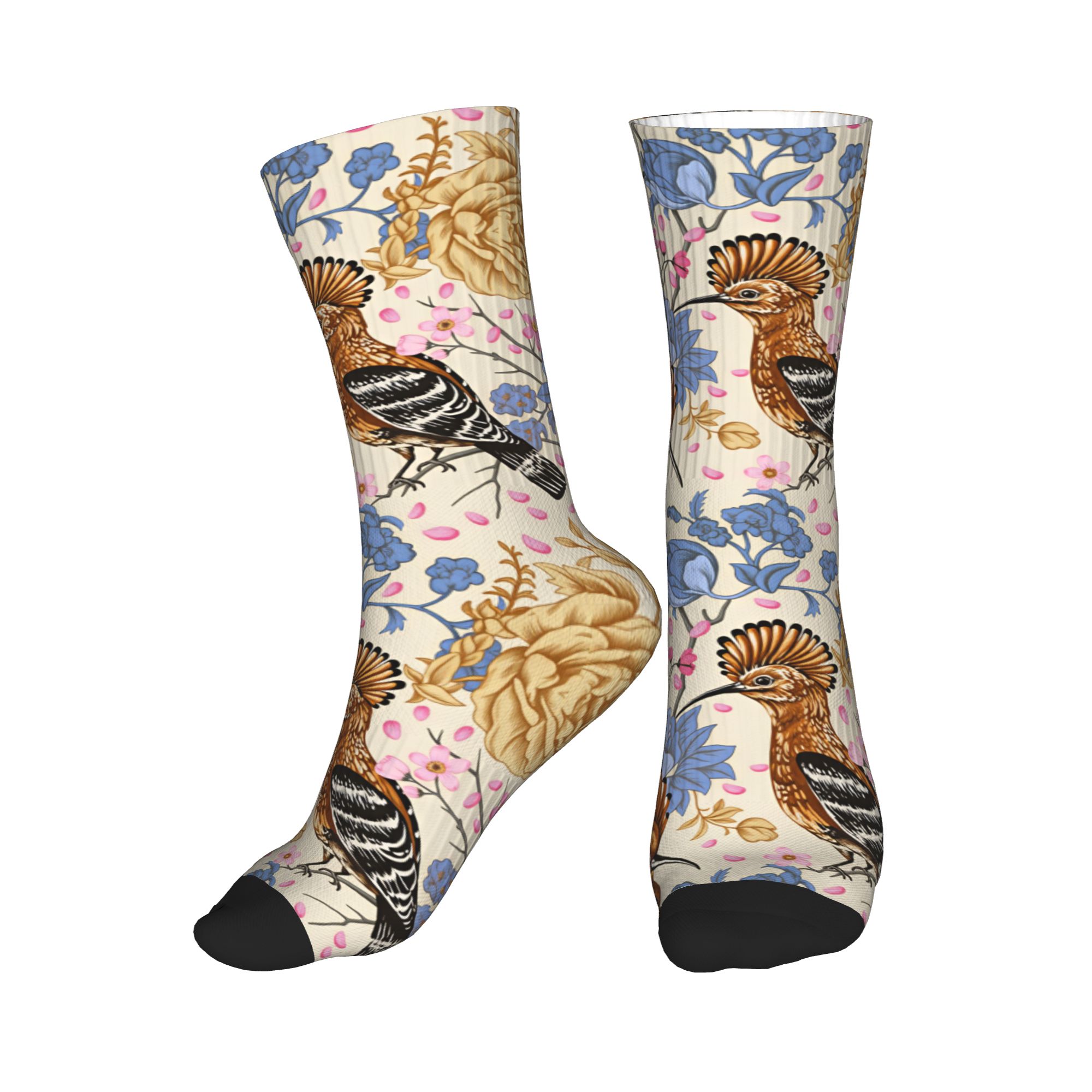 Vintage Fashion Dresses - Hoopoe Bird Blue Peony - Calcetines