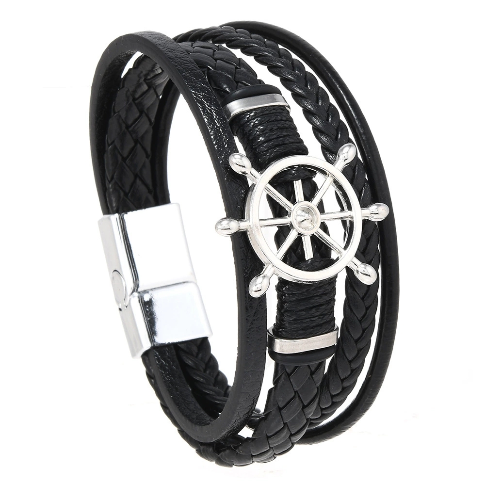 Pulsera de cuero trenzado mult - Vintage Fashion Wheel reseña y precio