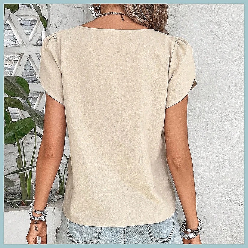 Blusa de Color Sólido Vintage  - Vintage Fashion For Women reseña y precio