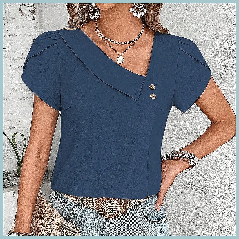 Blusa de Color Sólido Vintage  - Vintage Fashion For Women reseña y precio